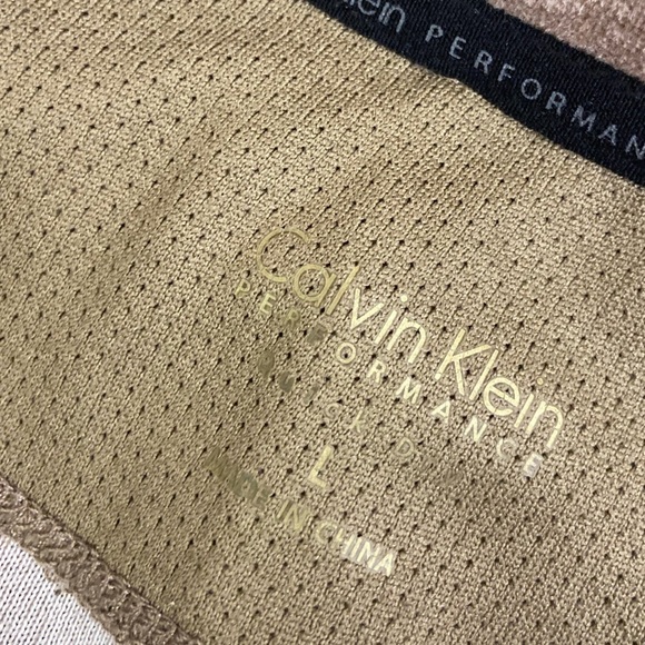 Calvin Klein Performance~Tan Velour Jacket~Zip-Up~Arm Ruching~Pockets~Size L - Picture 8 of 9